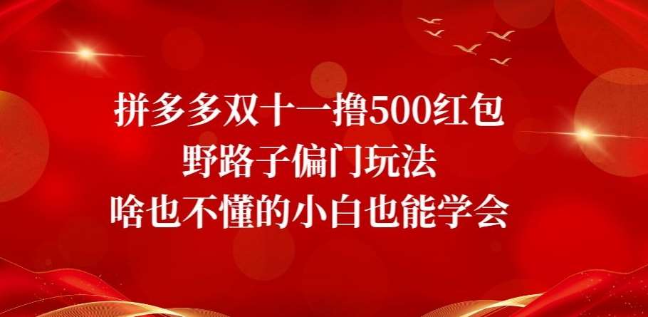 拼多多双十一撸500红包野路子偏门玩法，啥也不懂的小白也能学会【揭秘】-问小徐资源库