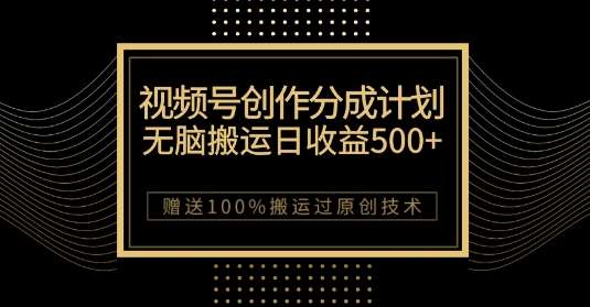最新视频号创作分成计划，无脑搬运一天收益500+，100%搬运过原创技巧【揭秘】-问小徐资源库