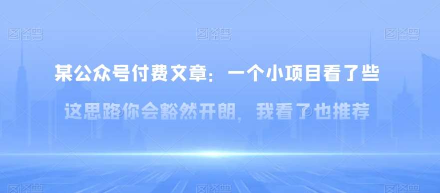 某公众号付费文章：一‮小个‬项目看了‮些这‬思‮你路‬会‮然豁‬开朗，我‮了看‬也推荐-问小徐资源库