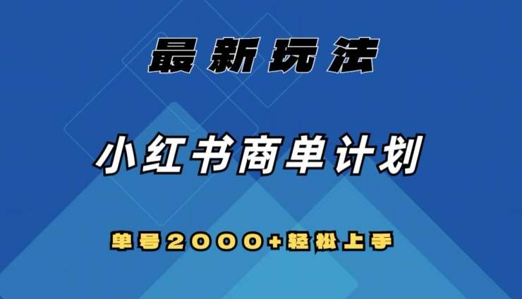 全网首发，小红书商单计划最新玩法，单号2000+可扩大可复制【揭秘】-问小徐资源库