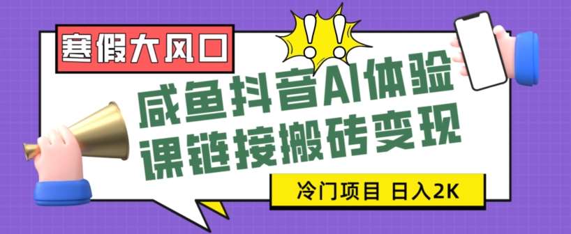 寒假大风口咸鱼抖音AI体验课链接搬砖变现，全网首发冷门项目，小白可日入2K+【揭秘】-问小徐资源库