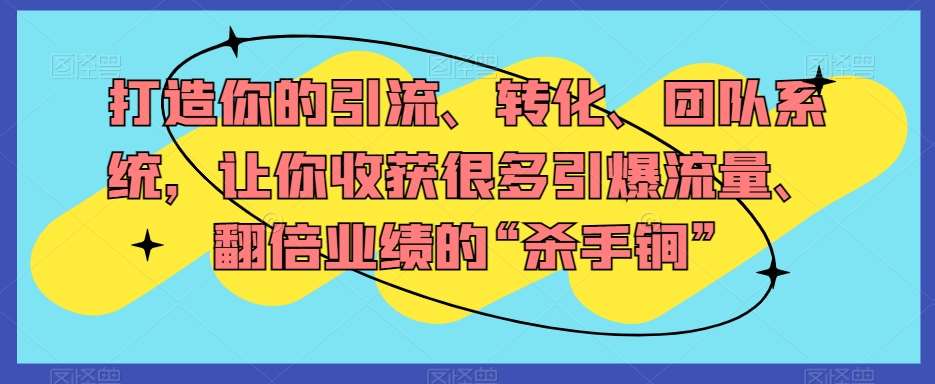 打造你的引流、转化、团队系统，让你收获很多引爆流量、翻倍业绩的“杀手锏”-问小徐资源库