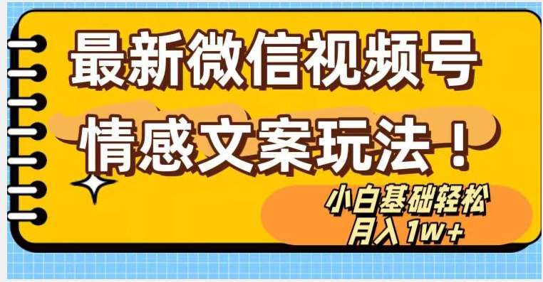 微信视频号情感文案最新玩法，小白轻松月入1万+无脑搬运【揭秘】-问小徐资源库