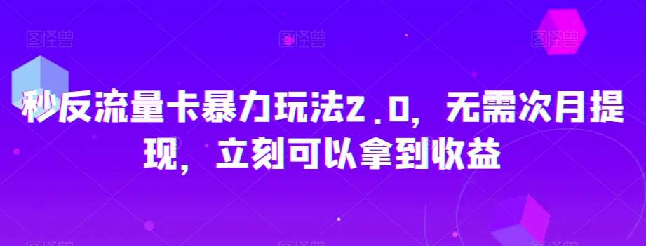 秒反流量卡暴力玩法2.0，无需次月提现，立刻可以拿到收益【揭秘】-问小徐资源库