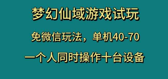 梦幻仙域游戏试玩，免微信玩法，单机40-70，一个人同时操作十台设备【揭秘】-问小徐资源库