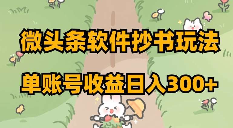 微头条软件抄书玩法，单账号收益日入300+【揭秘】-问小徐资源库