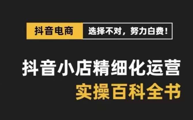 抖音小店精细化运营百科全书，保姆级运营实操讲解-问小徐资源库