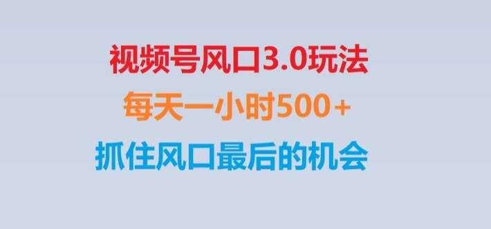 视频号风口3.0玩法单日收益1000+,保姆级教学,收益太猛,抓住风口最后的机会【揭秘】-问小徐资源库