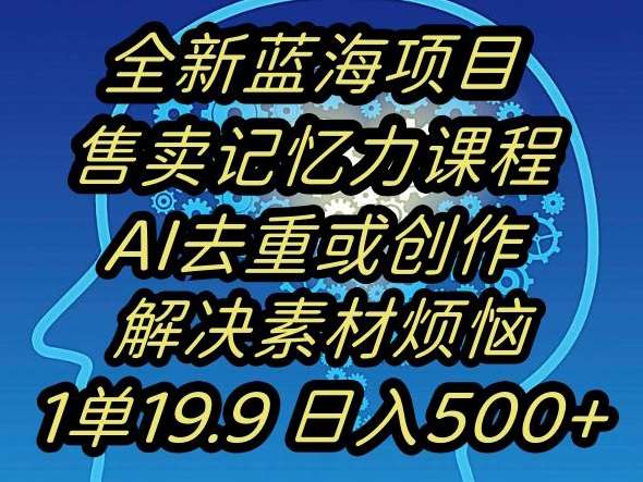 蓝海项目记忆力提升，AI去重，一单19.9日入500+【揭秘】-问小徐资源库