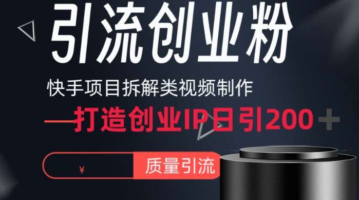 快手项目拆解类视频详细制作流程打造个人IP，单日引流200+高质量创业粉【揭秘】-问小徐资源库