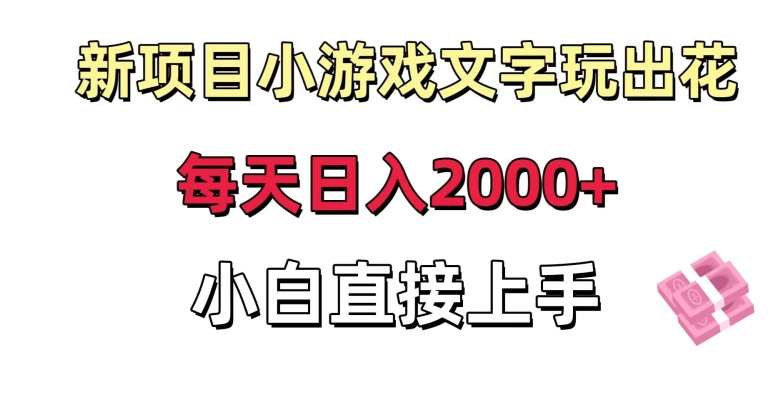 新项目小游戏文字玩出花日入2000+，每天只需一小时，小白直接上手【揭秘】-问小徐资源库