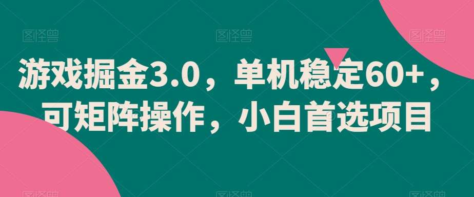 游戏掘金3.0，单机稳定60+，可矩阵操作，小白首选项目【揭秘】-问小徐资源库