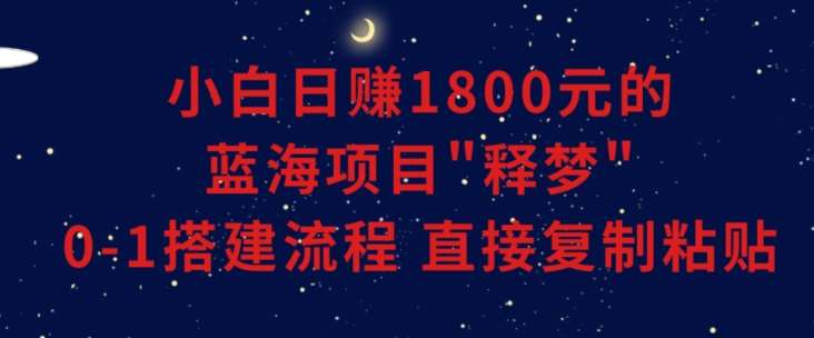 小白能日赚1800元的蓝海项目”释梦”0-1搭建流程可直接复制粘贴长期做【揭秘】-问小徐资源库