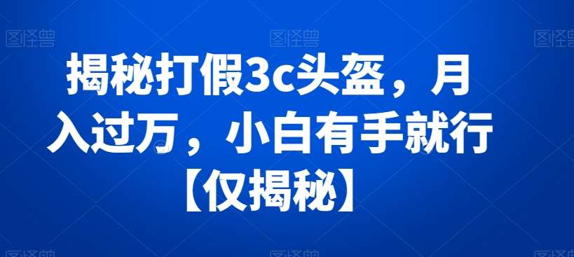 揭秘打假3c头盔，月入过万，小白有手就行【仅揭秘】-问小徐资源库