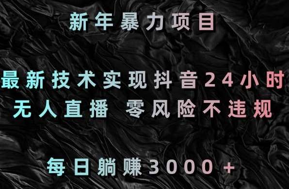 新年暴力项目，最新技术实现抖音24小时无人直播，零风险不违规，每日躺赚3000＋【揭秘】-问小徐资源库