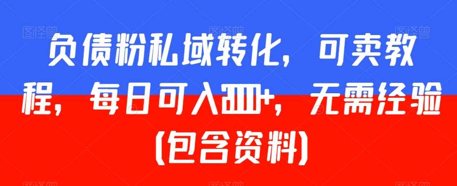 负债粉私域转化，可卖教程，每日可入2000+，无需经验（包含资料）【揭秘】-问小徐资源库