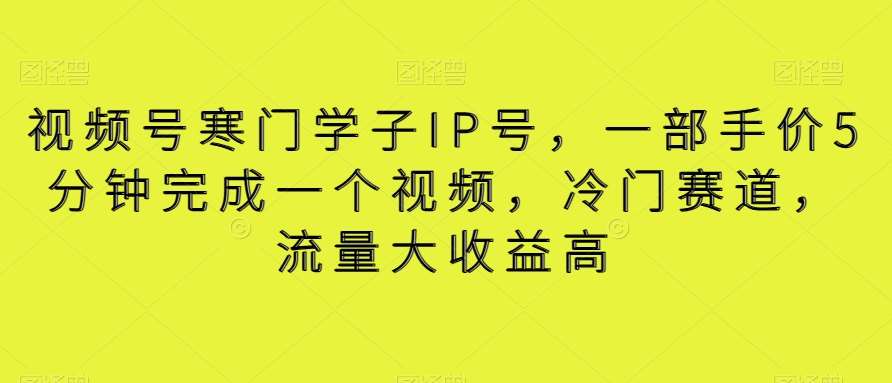 视频号寒门学子IP号，一部手价5分钟完成一个视频，冷门赛道，流量大收益高【揭秘】-问小徐资源库