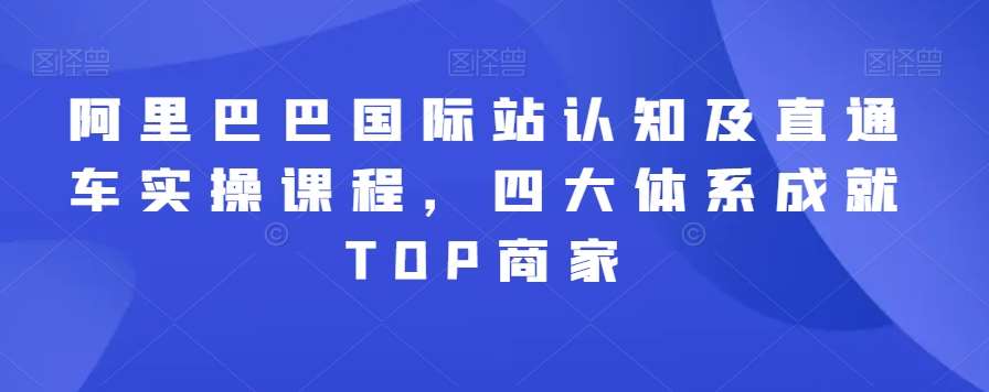 阿里巴巴国际站认知及直通车实操课程，四大体系成就TOP商家-问小徐资源库