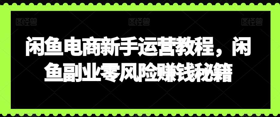 闲鱼电商新手运营教程，闲鱼副业零风险赚钱秘籍-问小徐资源库