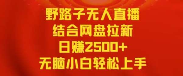 野路子无人直播结合网盘拉新，日赚2500+，小白无脑轻松上手【揭秘】-问小徐资源库