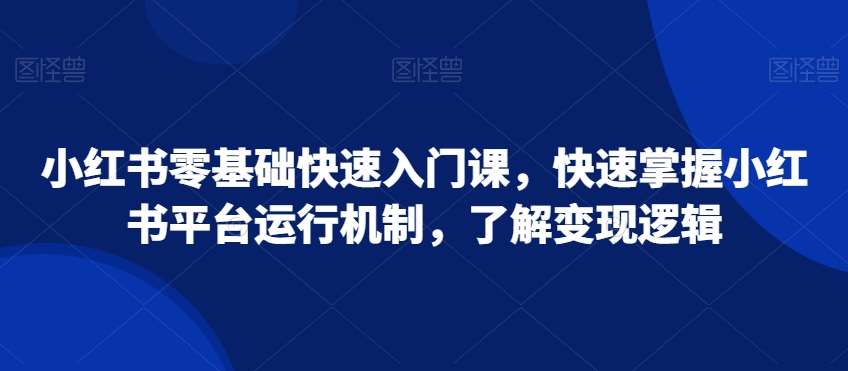 小红书零基础快速入门课，快速掌握小红书平台运行机制，了解变现逻辑-问小徐资源库