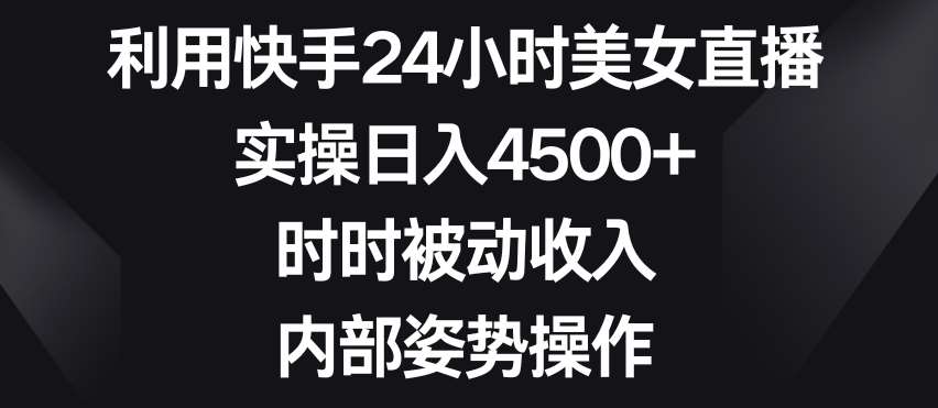 利用快手24小时美女直播，实操日入4500+，时时被动收入，内部姿势操作【揭秘】-问小徐资源库