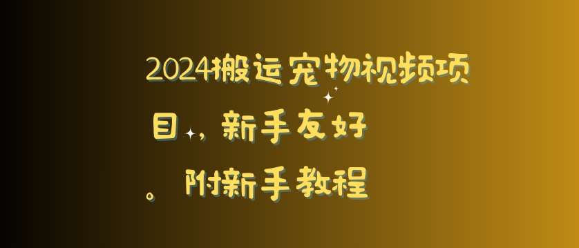 2024搬运宠物视频项目，新手友好，完美去重，附新手教程【揭秘】-问小徐资源库