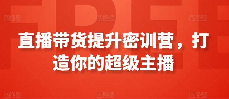 直播带货提升密训营，打造你的超级主播-问小徐资源库