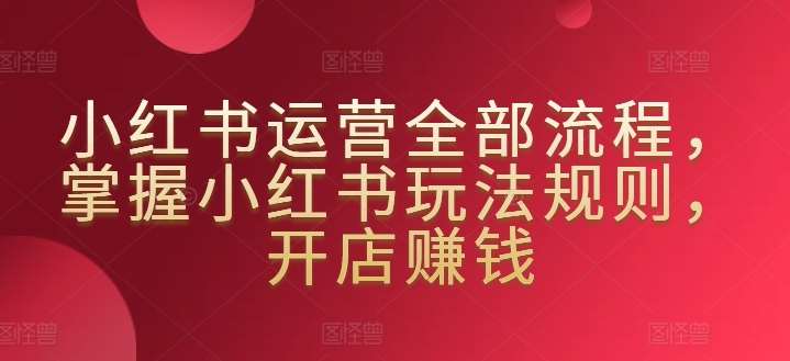 小红书运营全部流程，掌握小红书玩法规则，开店赚钱-问小徐资源库