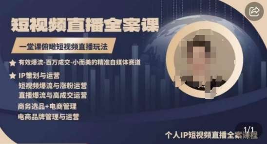 高品质IP短视频直播全案课程，一堂课俯瞰短视频直播玩法-问小徐资源库