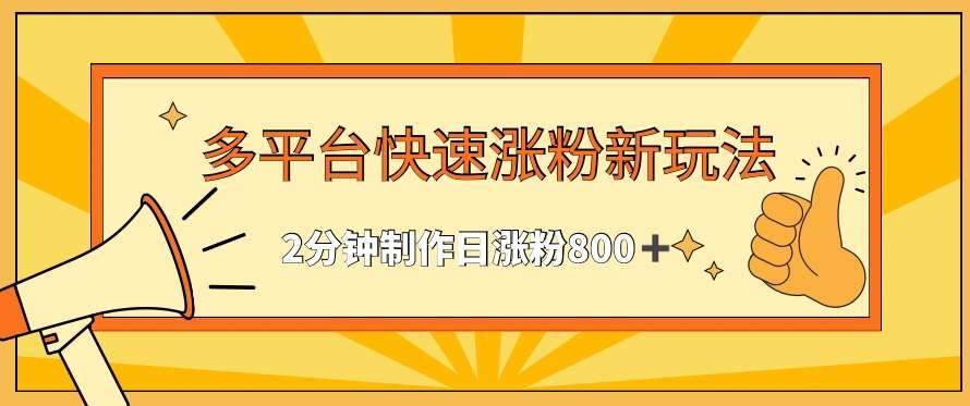 多平台快速涨粉最新玩法，2分钟制作，日涨粉800+【揭秘】-问小徐资源库