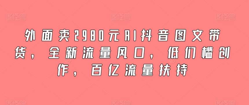 外面卖2980元AI抖音图文带货，全新流量风口，低们槛创作，百亿流量扶持-问小徐资源库
