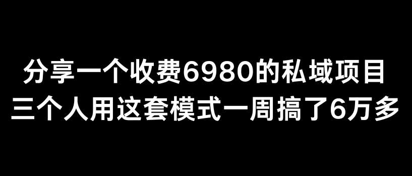 分享一个外面卖6980的私域项目三个人用这套模式一周搞了6万多【揭秘】-问小徐资源库