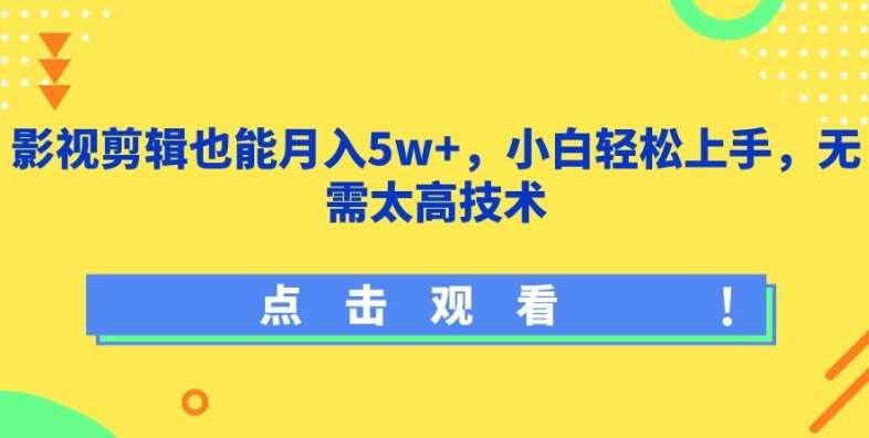 影视剪辑也能月入5w+，小白轻松上手，无需太高技术【揭秘】-问小徐资源库