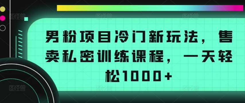 男粉项目冷门新玩法，售卖私密训练课程，一天轻松1000+【揭秘】-问小徐资源库