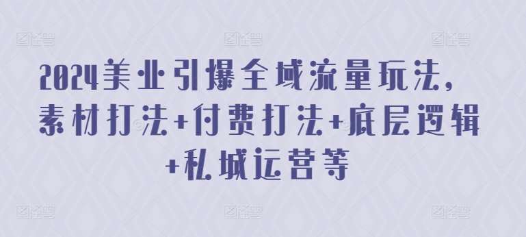 2024美业引爆全域流量玩法，素材打法 付费打法 底层逻辑 私城运营等-问小徐资源库