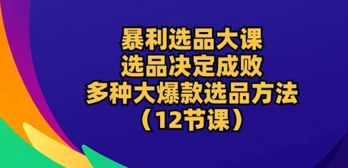 暴利选品大课：选品决定成败，教你多种大爆款选品方法(12节课)-问小徐资源库