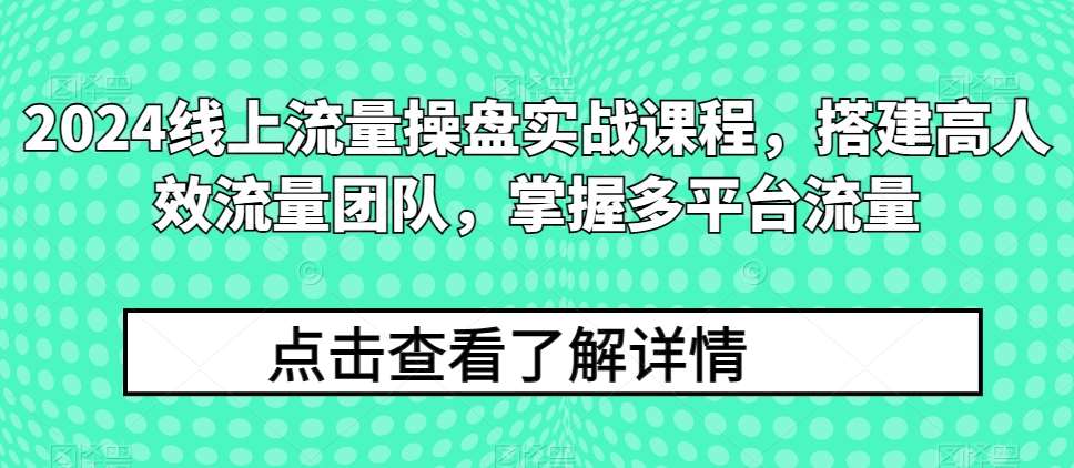 2024线上流量操盘实战课程，搭建高人效流量团队，掌握多平台流量-问小徐资源库