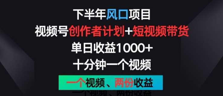 下半年风口项目，视频号创作者计划+视频带货，一个视频两份收益，十分钟一个视频【揭秘】-问小徐资源库