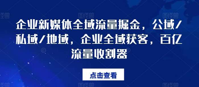 企业新媒体全域流量掘金，公域/私域/地域，企业全域获客，百亿流量收割器-问小徐资源库