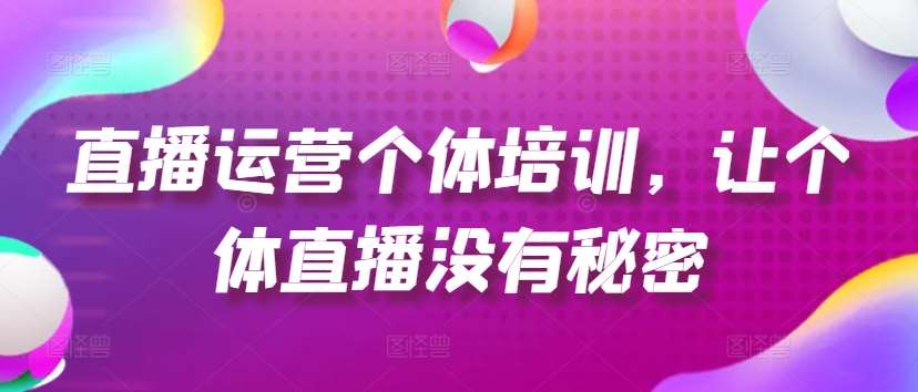 直播运营个体培训，让个体直播没有秘密，起号、货源、单品打爆、投流等玩法-问小徐资源库