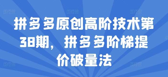 拼多多原创高阶技术第38期，拼多多阶梯提价破量法-问小徐资源库