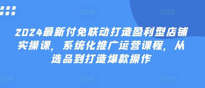 2024最新付免联动打造盈利型店铺实操课，​系统化推广运营课程，从选品到打造爆款操作-问小徐资源库