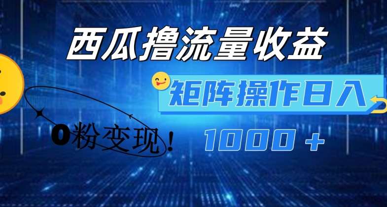 西瓜视频撸流量，简单上手，0粉变现矩阵操作，日入1000+【揭秘】-问小徐资源库