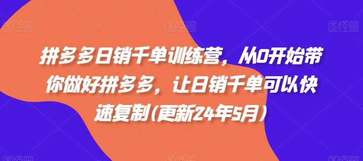 拼多多日销千单训练营，从0开始带你做好拼多多，让日销千单可以快速复制(更新24年8月)-问小徐资源库