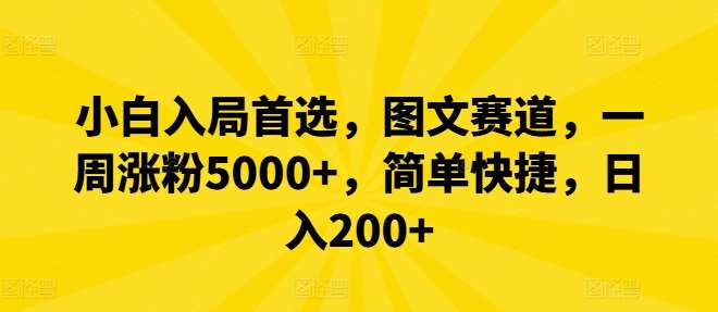 小白入局首选，图文赛道，一周涨粉5000+，简单快捷，日入200+-问小徐资源库