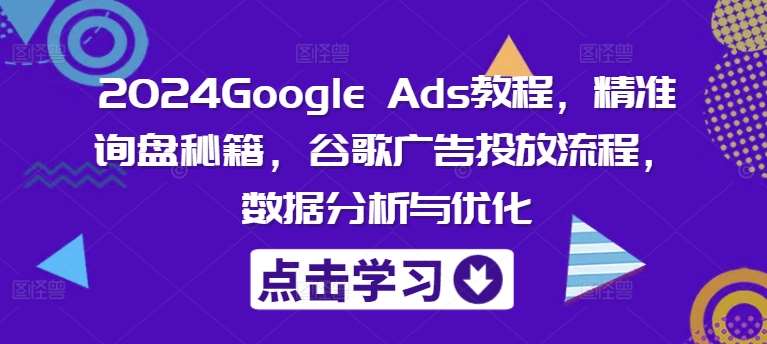 2024Google Ads教程，精准询盘秘籍，谷歌广告投放流程，数据分析与优化-问小徐资源库
