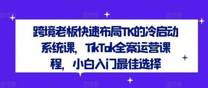 跨境老板快速布局TK的冷启动系统课，TikTok全案运营课程，小白入门最佳选择-问小徐资源库