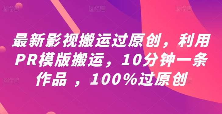 最新影视搬运过原创，利用PR模版搬运，10分钟一条作品 ，100%过原创【教程+PR模板】-问小徐资源库