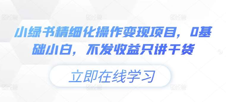 小绿书精细化操作变现项目，0基础小白，不发收益只讲干货-问小徐资源库